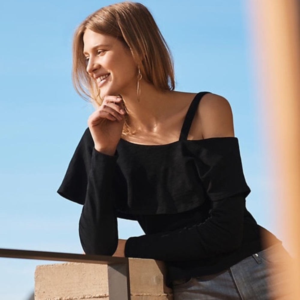 Anthropologie Asymmetrical Ruffle Top